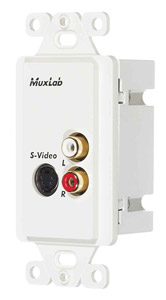 MUXLAB 500038-WP AUDIO/VIDEO BALUN Wallplate, S-Video, dual female RCA, 1-gang, US, white