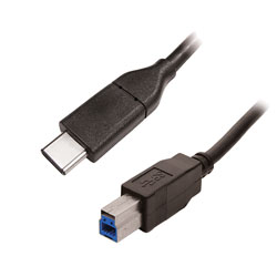 USB CABLE 3.1, Type C male - Type B male, 1 metre, black