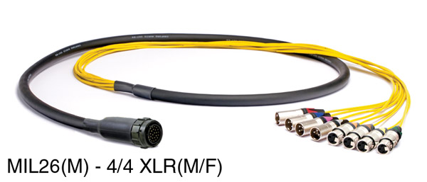 CANFORD MIL26 BREAKOUT CABLE MIL26 male to 4x XLR female and 4x XLR male, 2 metres