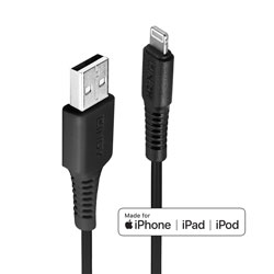 LINDY LIGHTNING CABLE Type A USB male - Lightning male, black, 1m