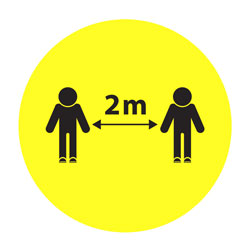 SOCIAL DISTANCING FLOOR STICKER People 2m apart graphics, yellow