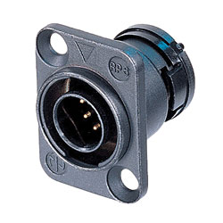NEUTRIK ORP8M NEUTRICON Panel socket, black, with insert and NEUTRICON Male solder contacts