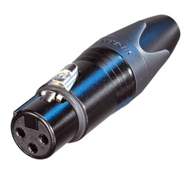 NEUTRIK NC3FXX-B XLR Female cable connector, black shell, gold-plated contacts