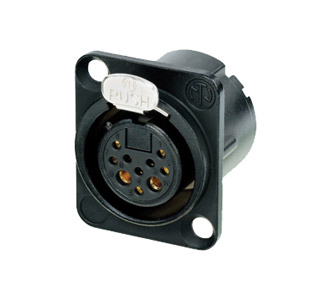NEUTRIK NC10FD-LX-B Female panel connector, black shell, gold contacts