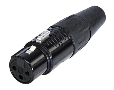 REAN RC3F-B XLR Female cable connector, black shell, gold-plated contacts, 3-pin