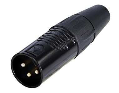 REAN RC3M-B XLR Male cable connector, black shell, gold-plated contacts, 3-pin