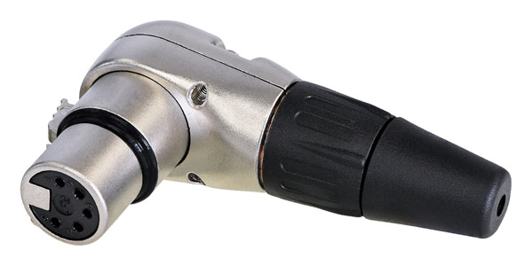 REAN RC5FR XLR Female cable connector, nickel shell, silver-plated contacts, right-angle, 5-pin