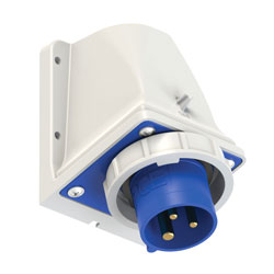 PCE 5132-6K WATERTIGHT 16A WALL MOUNTING APPLIANCE INLET, Straight, IP67, blue/grey