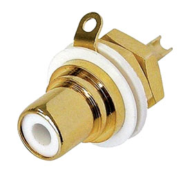 REAN NYS367-9 RCA (PHONO) PANEL SOCKET Gold contacts, white ring