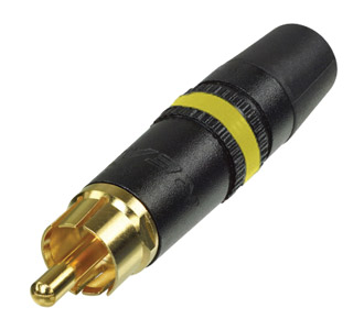 REAN NYS373-4 RCA (PHONO) PLUG Black shell, gold contacts, yellow ring
