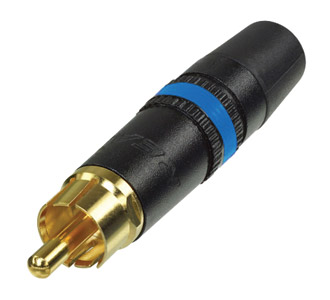 REAN NYS373-6 RCA (PHONO) PLUG Black shell, gold contacts, blue ring