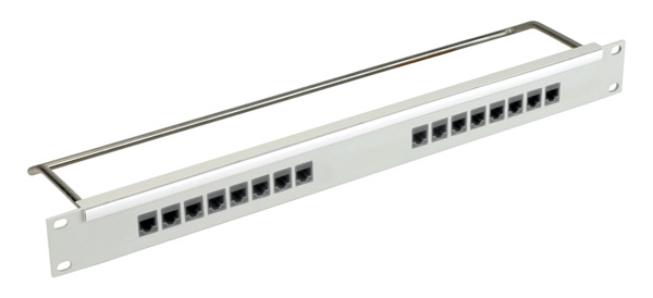 CANFORD CAT5E RJ45 PRO PATCH PANEL 1U 1x16 FEEDTHROUGH, unscreened, grey
