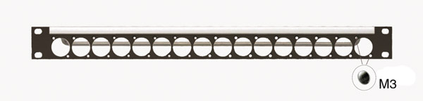 CANFORD UNIVERSAL CONNECTION PANEL Kit 1U 1x16, M3 tapped mounting holes, black