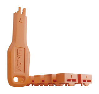 LINDY 47897 PORT BLOCKER KIT RJ45, 1x key, 10x locks, orange