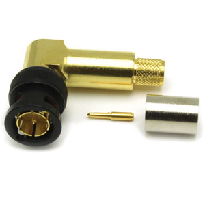 COAX CONNS 10-104-W66-FC BNC 12G UHD Male cable, right-angle, crimp, 75 ohm, black, group Y