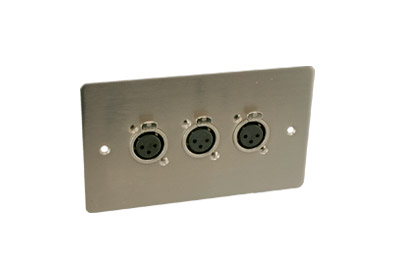 CANFORD CONNECTOR PLATE UK 2-gang, 3x XLR female, satin nickel