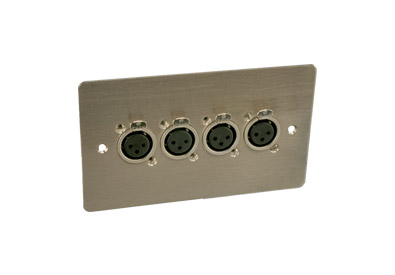 CANFORD CONNECTOR PLATE UK 2-gang, 4x XLR female, satin nickel