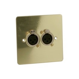 CANFORD CONNECTOR PLATE UK 1-gang, 2x XLR female, polished brass