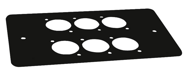 CANFORD F6B CONNECTOR PLATE 2-gang, 6 mounting holes, black