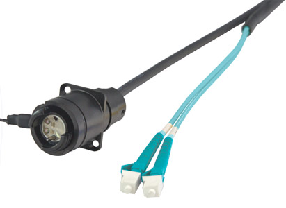 CANFORD FIBRECO HMA XLR bulkhead connector, 2-channel, MM, with LC fibre tails, 2 metres