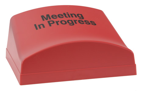 CANFORD LED ILLUMINATED SIGN Red cover, Meeting in progress
