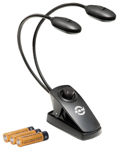 K&M 12271 TWIN HEAD PRO GOOSENECK LAMP Spring clamp, battery/mains, 2x 6 LED, 2x 2500 lux