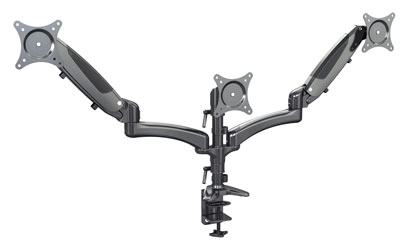 K&M 23878 MONITOR MOUNT Desk clamp, triple arm, VESA 75/100, 8kg per arm capacity, black