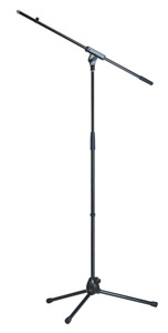 K&M 21070 BOOM STAND Folding legs, 900-1600mm, one-piece 805mm boom, die-cast base, black