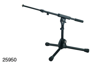 K&M 25950 LOW LEVEL BOOM STAND Folding legs, 280mm, two-piece 425-725mm boom, die-cast base, black