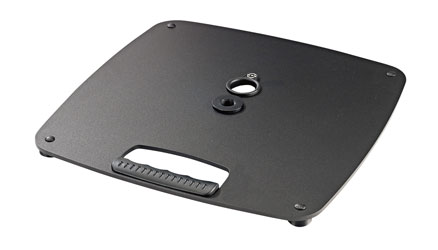 K&M 26703 BASE PLATE Square, steel, 410 x 410mm, M20 thread, integrated carry handle, black