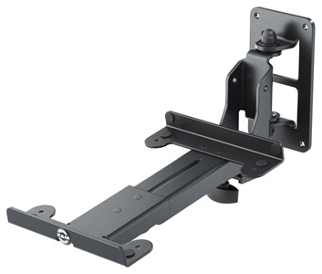 K&M 24166 LOUDSPEAKER MOUNT Wall, up to 15kg, 150-220mm clamp range, 0-17 degree tilt, swivel, black