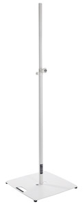 K&M 24651 LOUDSPEAKER STAND Floor, square base, up to 30kg, 1420-2420mm, spring-loaded bolt, white