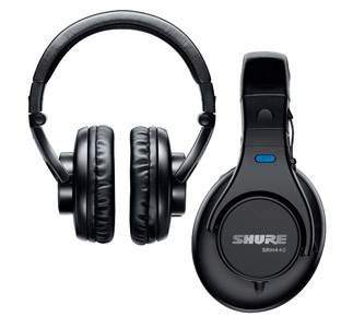 SHURE SRH440A HEADPHONES Closed, 3.5mm jack, 6.35mm adapter, single sided coiled cable