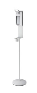 K&M 80328 DISINFECTANT STAND Floor standing, includes 500ml dispenser, round base, drip cup, white