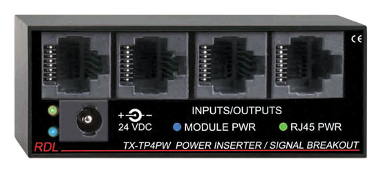 RDL TX-TP4PW FORMAT-A POWER INSERTER 4x RJ45 output connectors