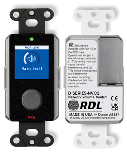 RDL DB-NVC2 NETWORK REMOTE Level control, rotary encoder, LCD display, Dante/AES67, black