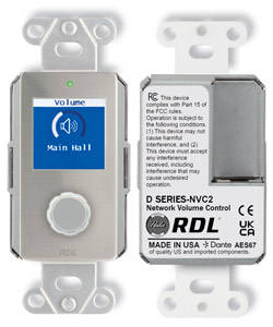RDL DS-NVC2 NETWORK REMOTE Level control, rotary encoder, LCD display, Dante/AES67, stainless steel