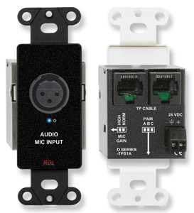 RDL DB-TPS1A AUDIO SENDER Active single-pair, 3-pin XLR in, phantom power, Format-A, black