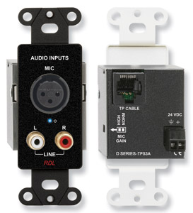 RDL DB-TPS3A AUDIO SENDER Active three-pair, 3-pin XLR in, 3.5mm jack in, Format-A, black