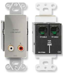 RDL DS-TPS6A AUDIO SENDER Passive single-pair, stereo RCA line in, Format-A, stainless steel