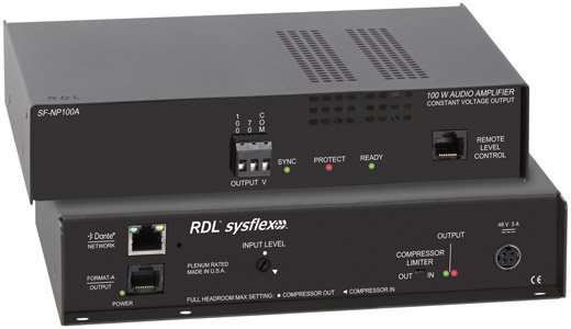 RDL SF-NP100A AMPLIFIER Mono, Dante input, 100W, 70/100V