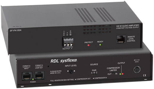 RDL SF-PA100A AMPLIFIER Mono, Format-A input, 3-channel selection, 100W, 70/100V