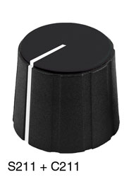 SIFAM S211-006 COLLET KNOB 21.5mm diameter, 6mm shaft, black