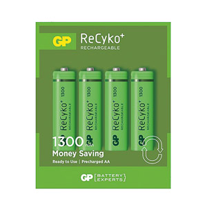 GP 130AAHC RECYKO+ BATTERY, AA size, NiMH, 1300mAh (pack of 4)