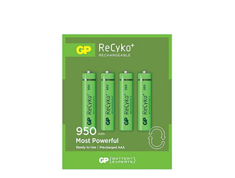 GP 95AAAHC RECYKO+ BATTERY, AAA size, NiMH, 950mAh (pack of 4)