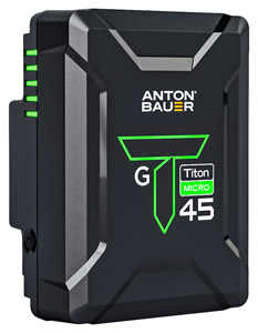 ANTON BAUER TITON MICRO 45 BATTERY Gold-Mount, P-Tap output/charging, USB-A port, 47Wh