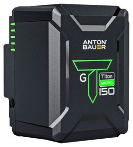 ANTON BAUER TITON MICRO 150 BATTERY Gold-Mount, P-Tap output/charging, USB-A port, 140Wh