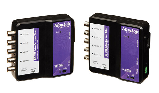 MUXLAB 500732-SM40 VIDEO EXTENDER Kit, 6G-SDI over SM fibre, RS232, 40km reach