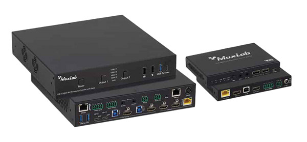 MUXLAB 500532 PRESENTATION SWITCHER 4x2, USB-C/HDMI, Dante enabled