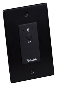 MUXLAB 500554 AUDIO CONVERTER Wallplate, Bluetooth to Dante, 1-gang US Decora, black